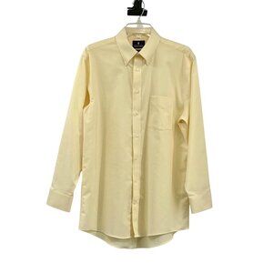 Stafford Dress Shirt Mens 16 32/33 Used Yellow Button Down Wrinkle Free